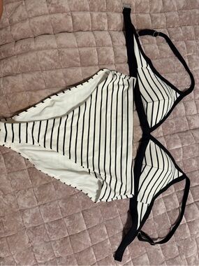 Calia Striped Two-Piece Bikini Set - Black & White
